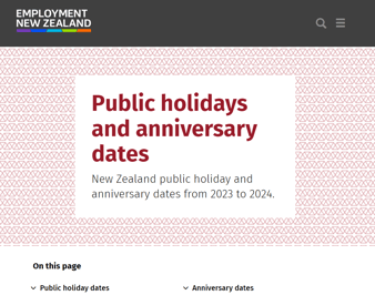 Link to Employment NZ's Public Holiday Dates