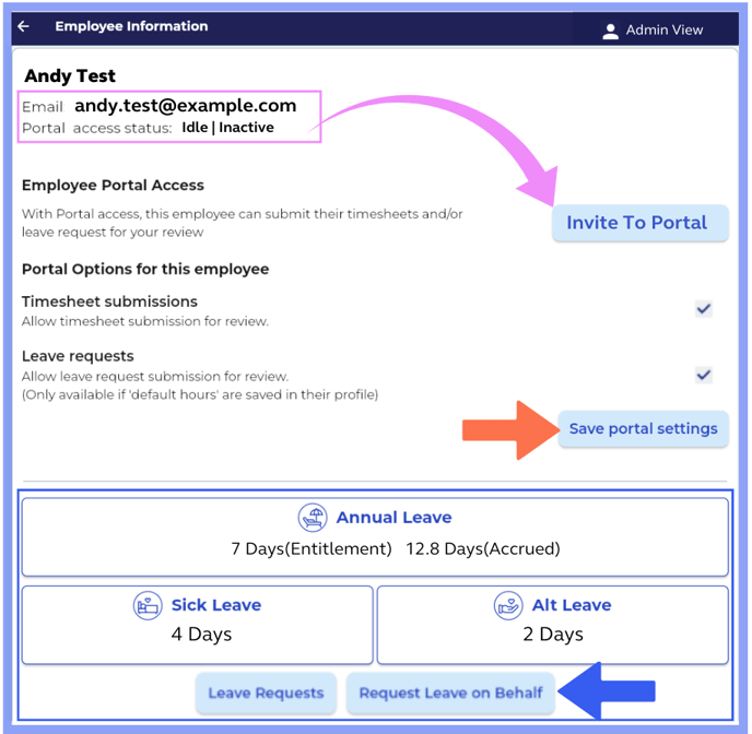 EmployeeInfo_Invite To Portal_AdminNav
