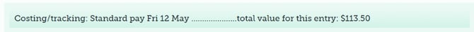 Cost tracking Casual timesheet