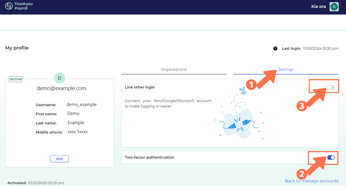 2 FACTOR AUTHENTICATION SETTINGS visual data 6